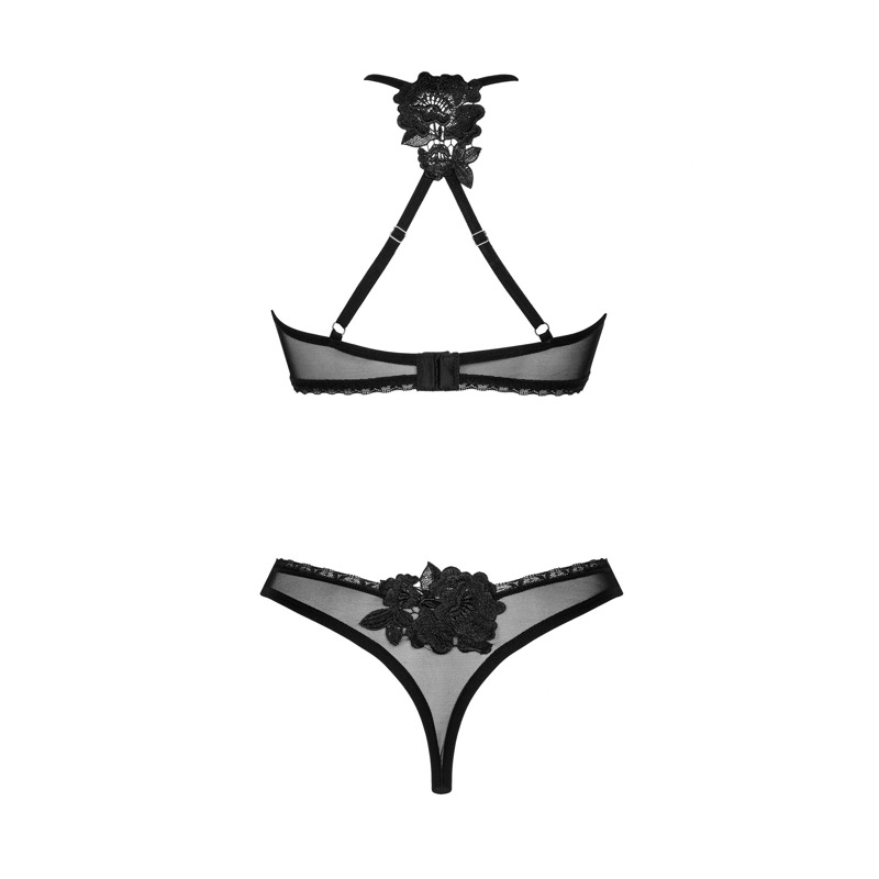 Комплект в сеточку Obsessive Latinesa лиф и трусики, черный, XS/S