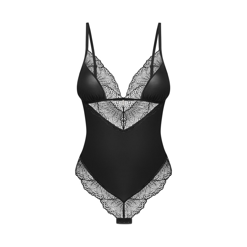Боди Obsessive Lobellis кружевное, черное, XS-S
