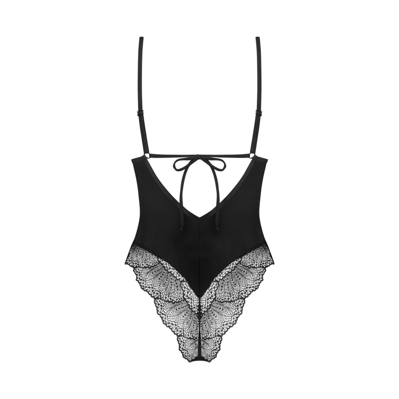 Боди Obsessive Lobellis кружевное, черное, XS-S