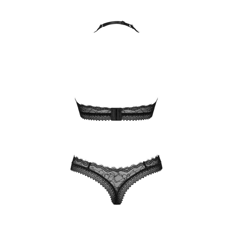 Комплект нижнего белья Obsessive Medilla с кружевом, черный, XS-S
