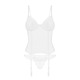 Прозрачный корсет и стринги Obsessive Alissium corset & thong белые, XS/S