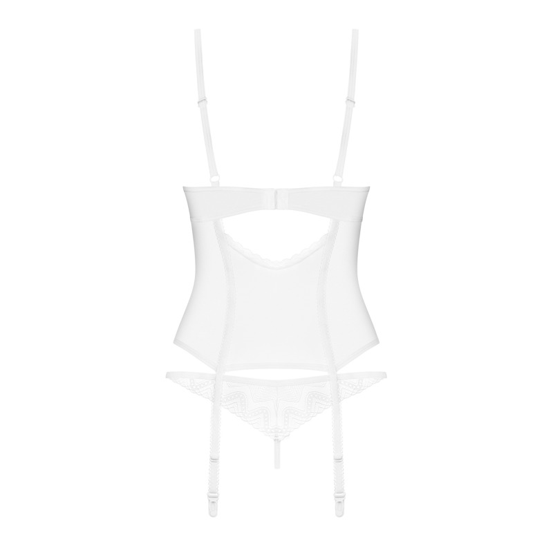 Прозрачный корсет и стринги Obsessive Alissium corset & thong белые, XS/S