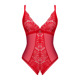 Ажурное боди с открытым доступом Obsessive Chilisa красное, XS/S