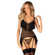 Корсет с бахромой и стринги Obsessive Sherila черный, XS/S