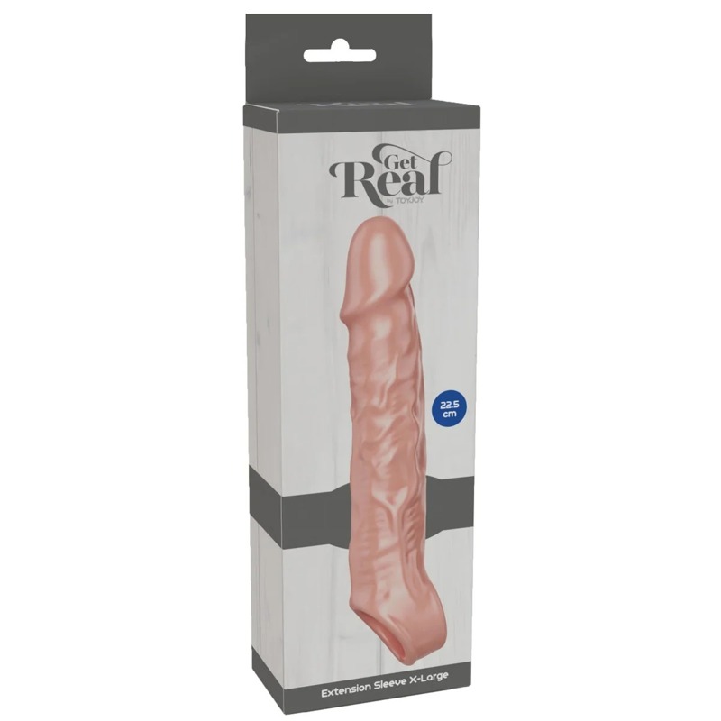 Насадка на пенис увеличивающая ToyJoy Get Real с петлей для мошонки, бежевая, Extra Large