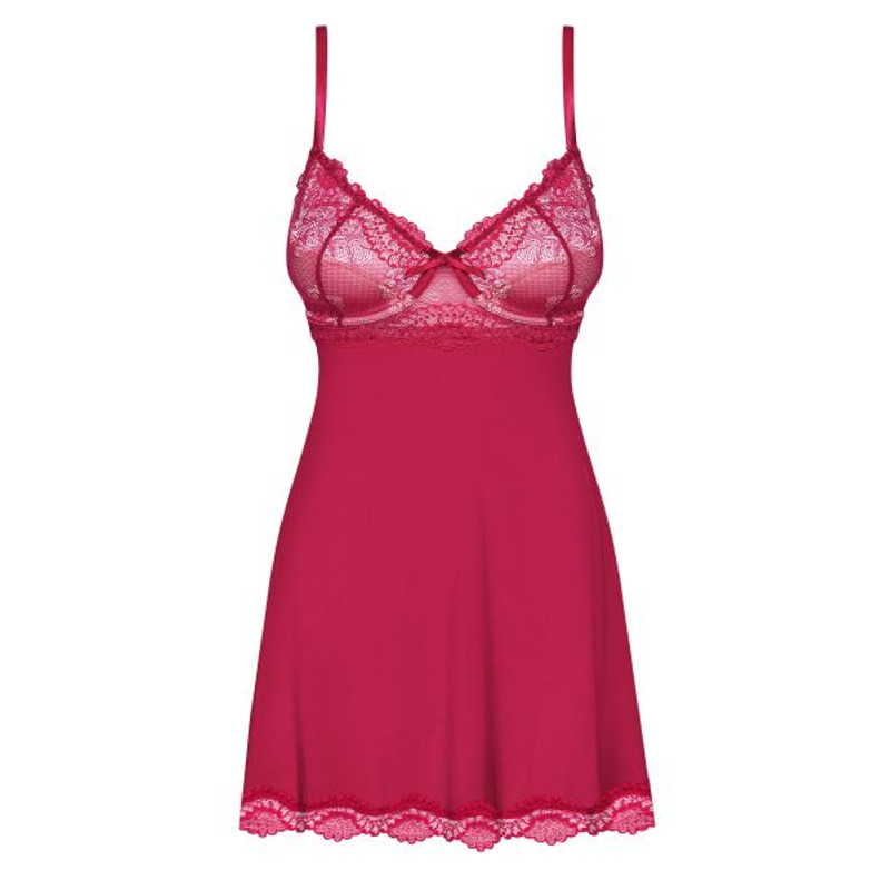 Бебидолл Obsessive Rosalyne babydoll & thong red L/XL