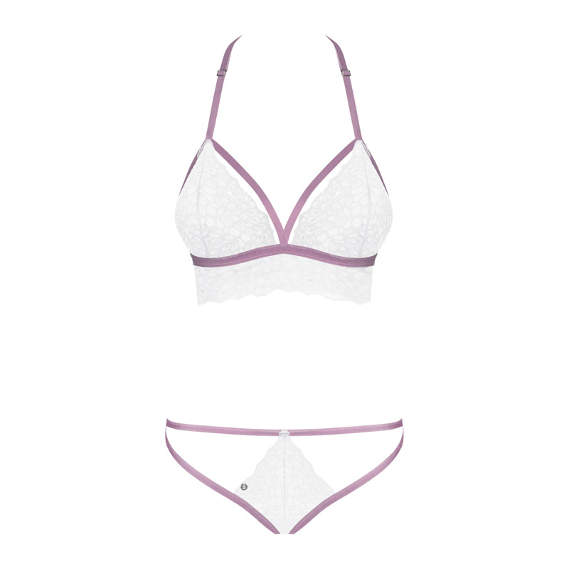 Эротичный комплект кружевной Obsessive Lilyanne 2-pcs set white S/M
