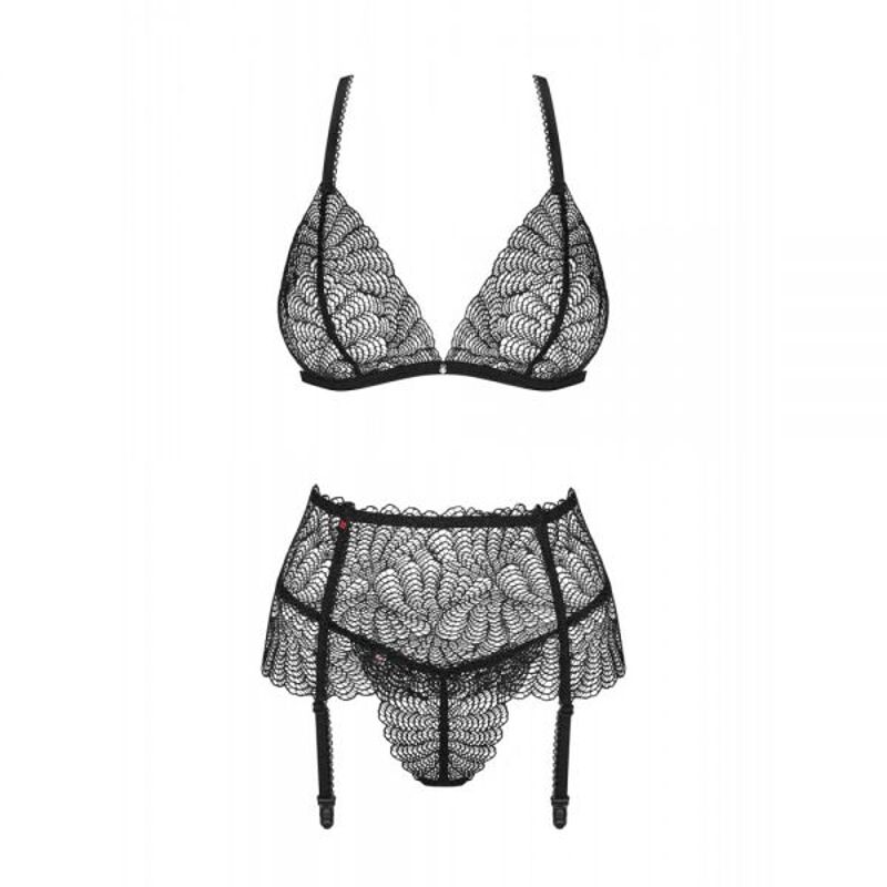 Комплект Obsessive Chiccanta 3 pcs set black L/XL