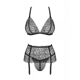 Комплект Obsessive Chiccanta 3 pcs set black L/XL