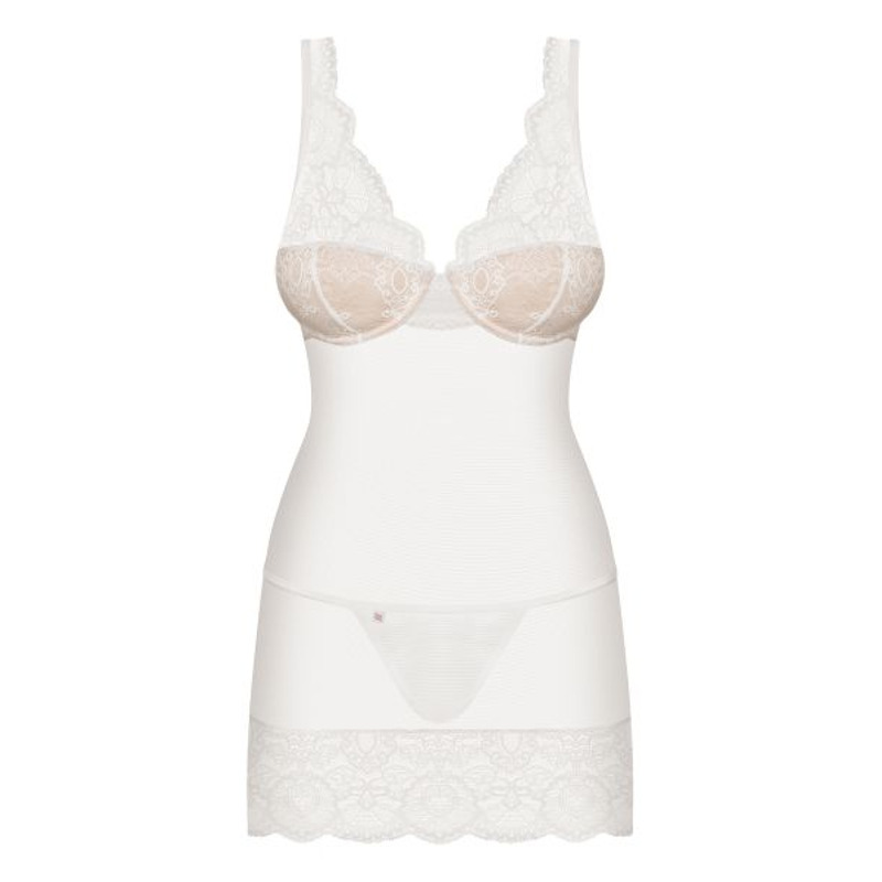 Сорочка Obsessive 853-CHE-2 chemise & thong white S/M