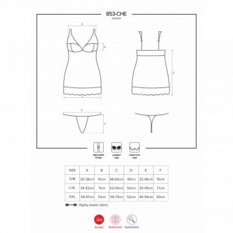 Боди Obsessive 853-CHE-3 chemise thong red S/M