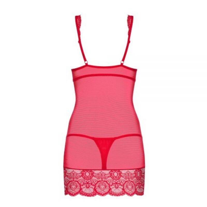 Боди Obsessive 853-CHE-3 chemise thong red S/M