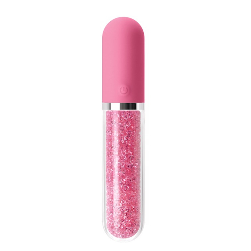 Стеклянный вибратор с кристаллами NS Novelties Stardust Charm розовый