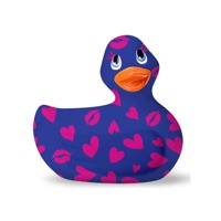 Вибратор уточка для клиторальной стимуляции Big Teaze Toys Rub My Duckie синяя в сердечках