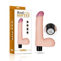 Вибратор с мошонкой Lovetoy Reel Softee Flesh на батарейках, бежевый