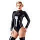 Боди латексное LateX с молнией и открытым доступом, черное, XL