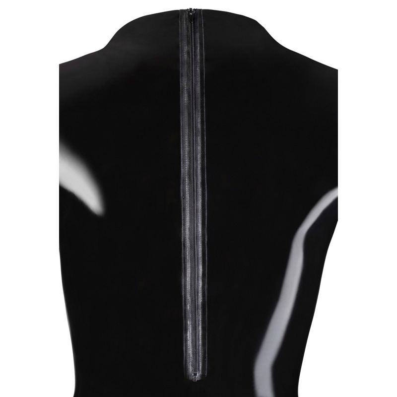 Боди латексное LateX с молнией и открытым доступом, черное, XL