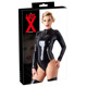 Боди латексное LateX с молнией и открытым доступом, черное, XL