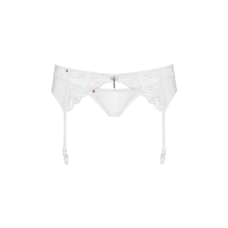 Пояс для чулок с трусиками Obsessive Charms белый, L/XL