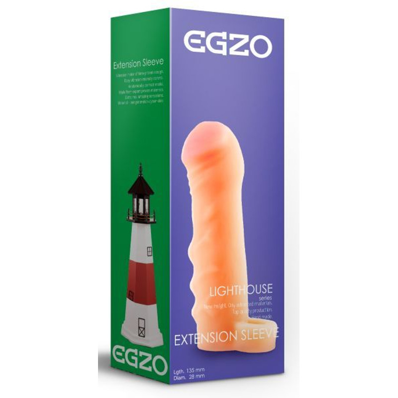 Удлиняющая насадка на член с петлей на мошонку EGZO Lighthouse бежевая