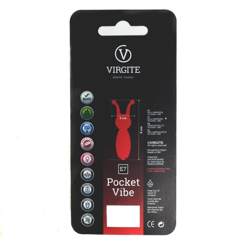 Карманный мини-вибратор Жучек с усиками Virgite Pocket Vibe черный