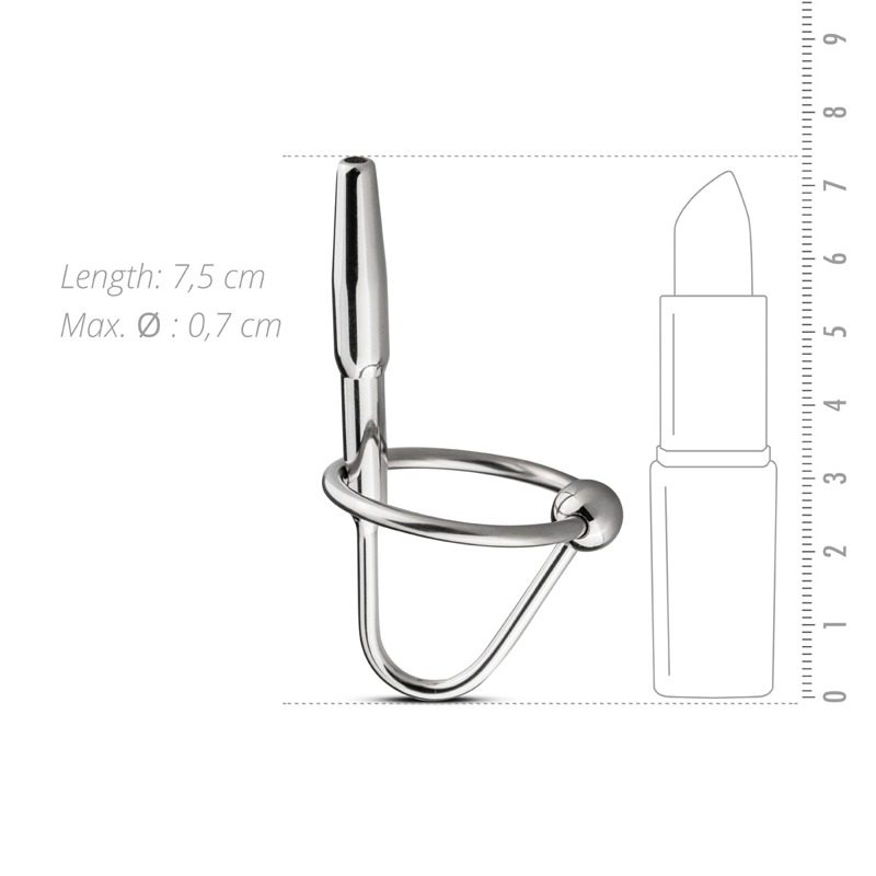 Уретральный стимулятор с кольцом Sinner Sperm Stopper металлический