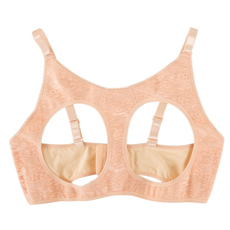 Накладные силиконовые груди Cottelli Collection Breasts with Bra с бюстгальтером, бежевые,2 х 1000 г