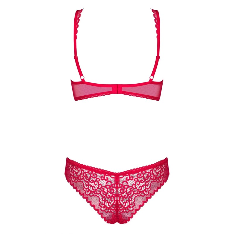 Комплект из двух частей из нежной сетки Obsessive ROUGEBELLE красный, L/XL