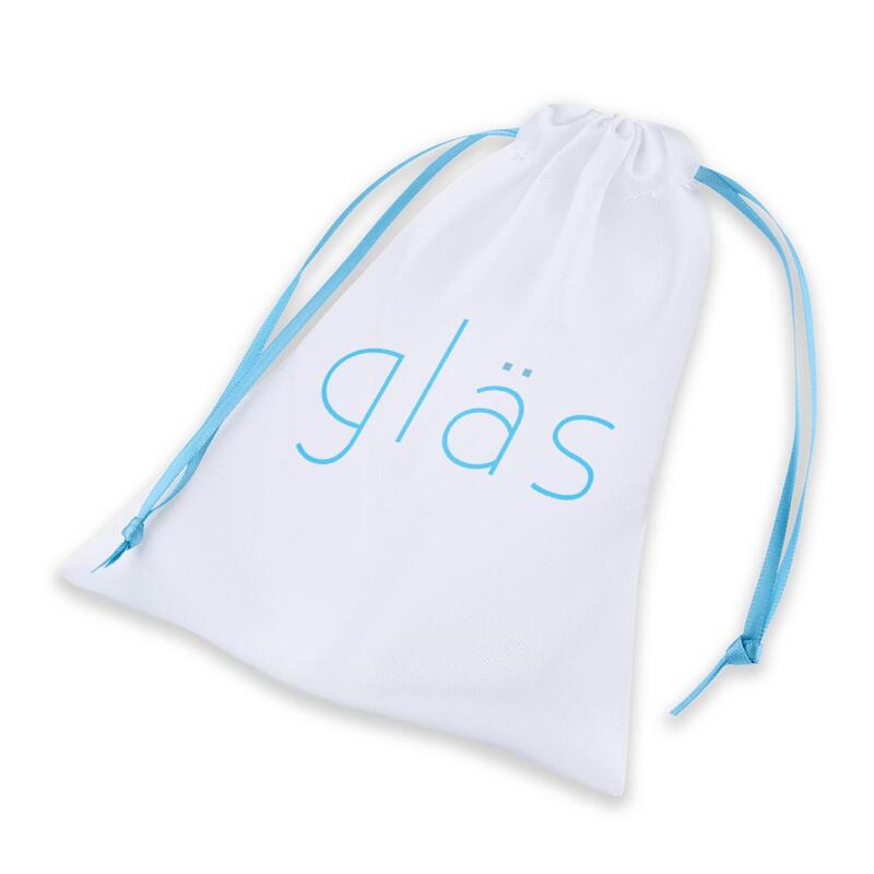 Анальная пробка из стекла с вибро GLAS на дистанционном управлении, синяя