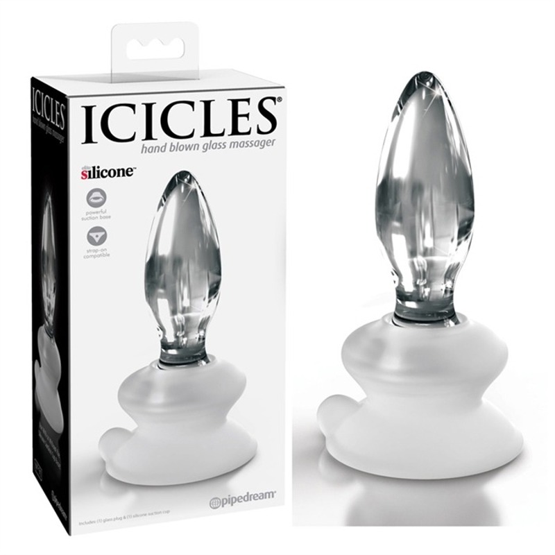 Анальный плаг стеклянный Pipedream Icicles No. 91 на силиконовой присоске, прозрачный