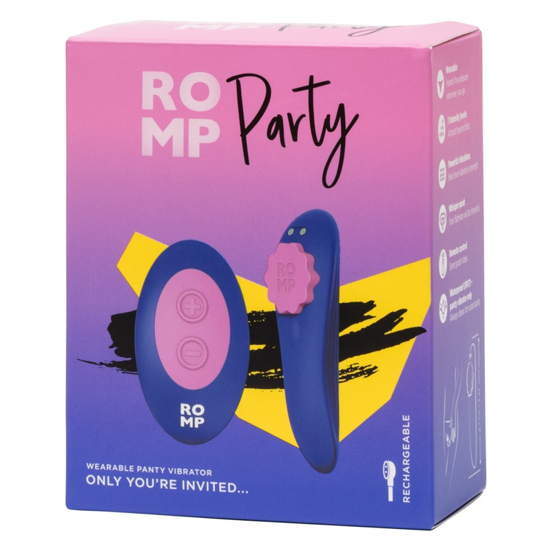 Вибратор в трусики ROMP Party с беспроводным пультом управления, синий
