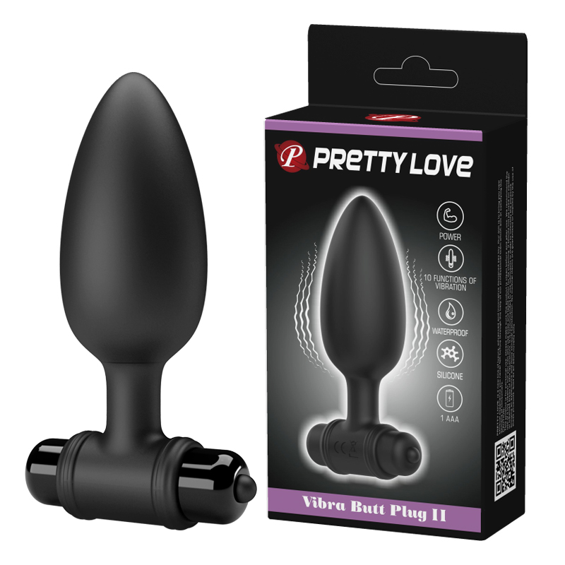 Анальный вибратор пробка PRETTY LOVE черный, 11.8 х 3.8 см