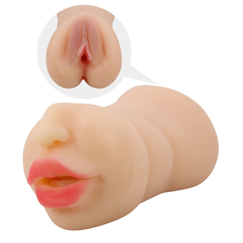Мастурбатор с двумя входами Crazy Bull Zoey Soft Skin рот и вагина, 17 х 8.2 см