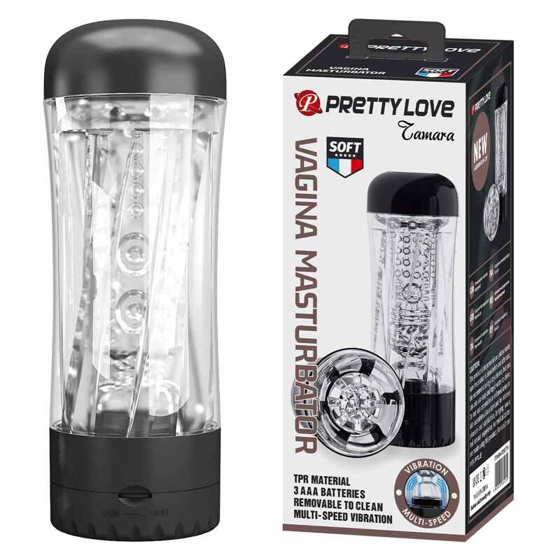Вибромастурбатор прозрачный PRETTY LOVE JAMARA в колбе, прозрачный, 19 х 6.5 см