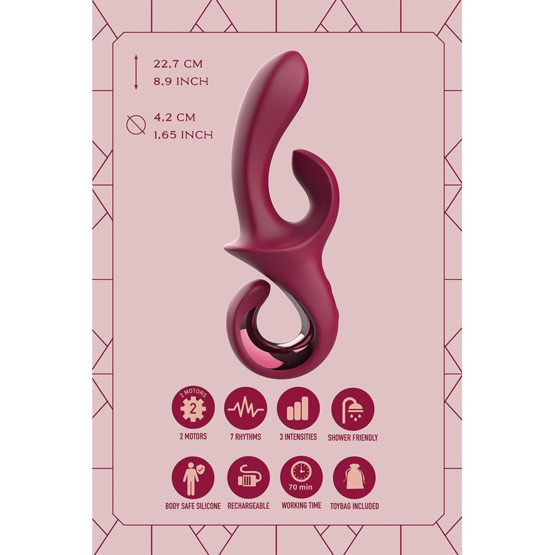 Вибратор-кролик Dreamtoys Glam Duo Vibrator с ручкой крючком, 22.7 х 4.2 см
