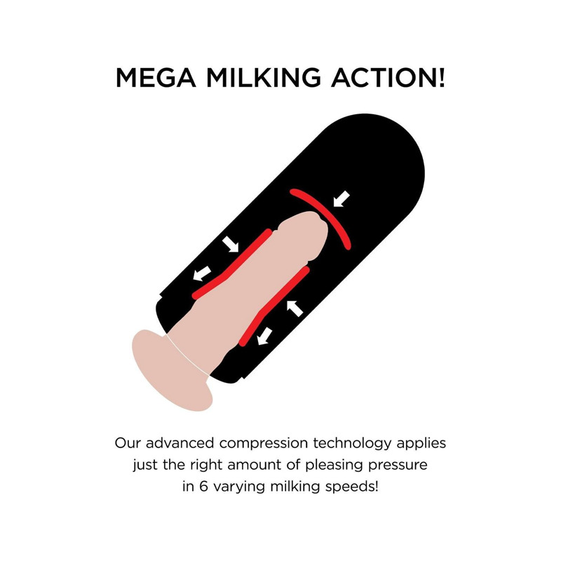 Мастурбатор с вибро Pipedream PDX Elite Vibrating Mega Milker черный, 23.9 см