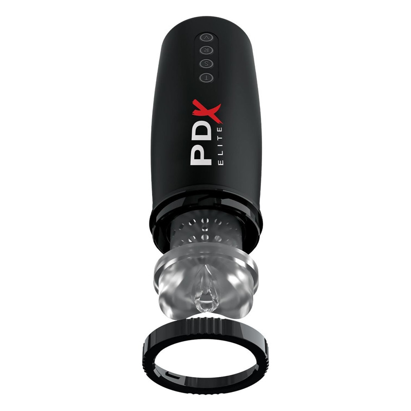 Мастурбатор Pipedream PDX Elite с вибрацией и всасыванием, черный, 22 см