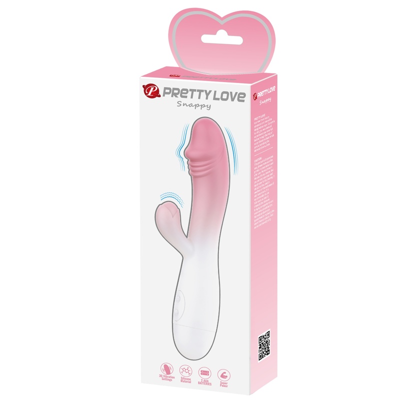 Вибратор-кролик PRETTY LOVE Snappy с реалистичной головкой, розовый, 19 х 3.2 см