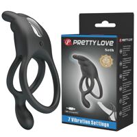 Эрекционное виброкольцо двойное PRETTY LOVE 7 режимов, черное