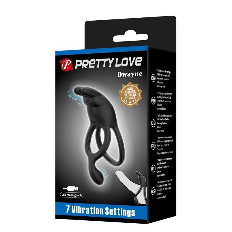 Эрекционное виброкольцо двойное PRETTY LOVE 7 режимов, черное
