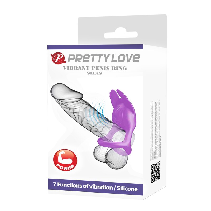 Эрекционное виброкольцо с крылышками PRETTY LOVE Silas 7 режимов, фиолетовое