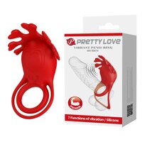 Ерекційне віброкільце PRETTY LOVE Ruben зі стимулятором клітора, червоне Ерекційне віброкільце PRETTY LOVE Ruben зі стимулятором клітора, червоне