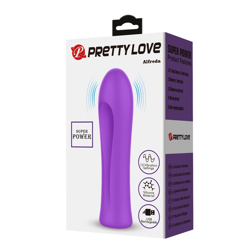 Мини-вибратор PRETTY LOVE Alfreda 12 режимов, фиолетовый, 10.2 х 2.6 см