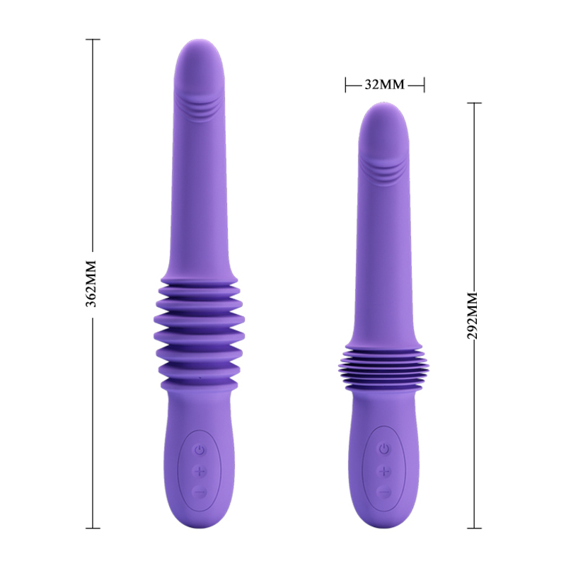 Вибратор с фрикциями Pretty Love Pazuzu Thrusting, фиолетовый, 29.2 х 3.2 см