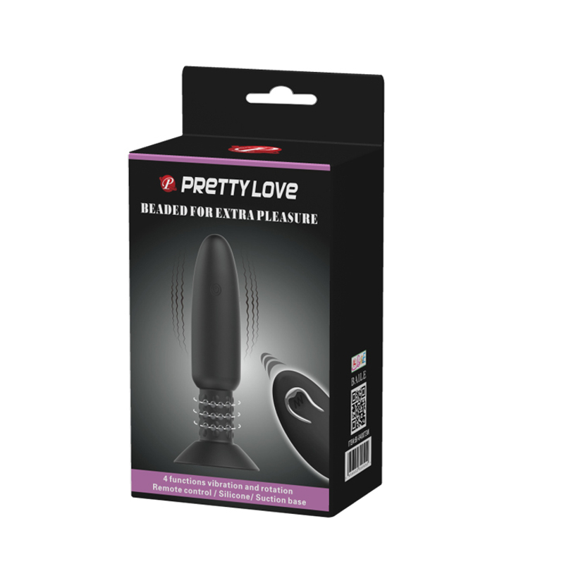 Анальная вибропробка с пультом Pretty Love чёрная, 14.6 х 3.6 см