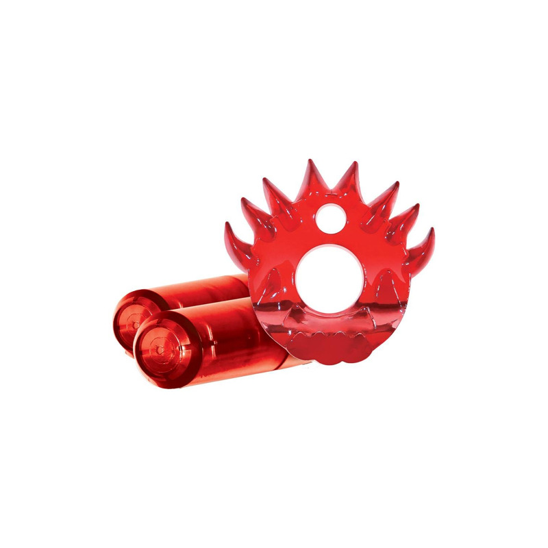 Эррекционное кольцо с двумя вибропулями Zero Tolerance Flame Thrower красное, 5 см