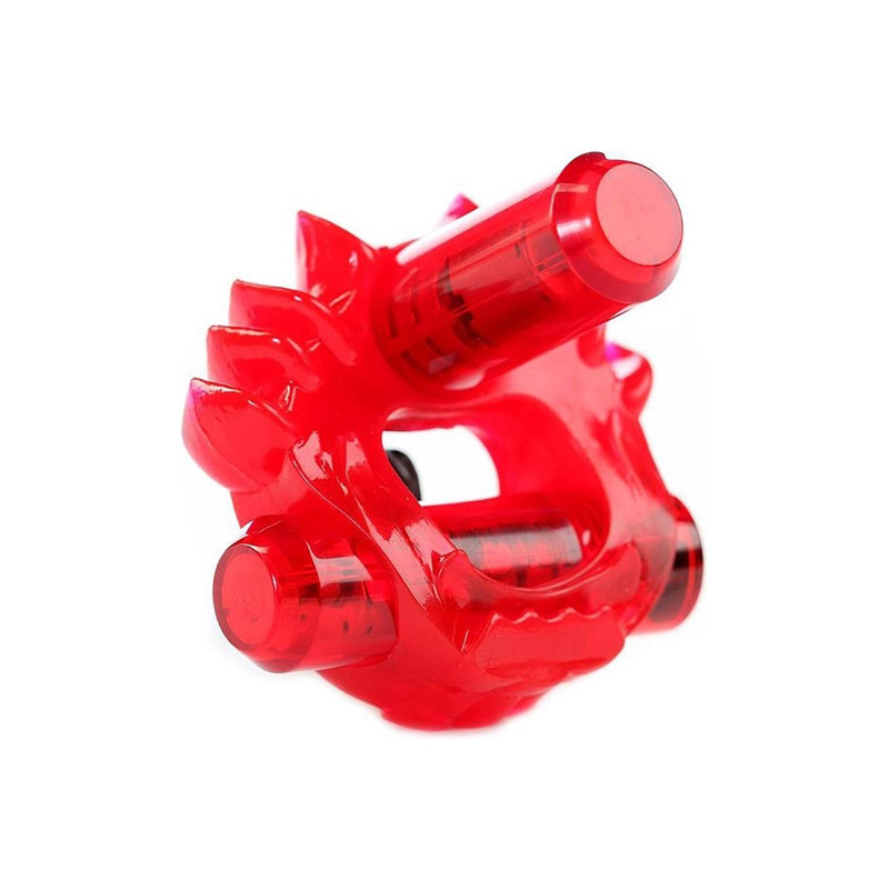 Эррекционное кольцо с двумя вибропулями Zero Tolerance Flame Thrower красное, 5 см