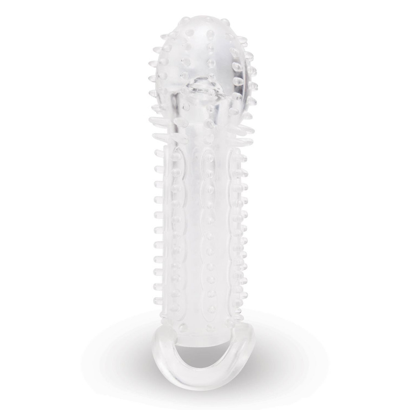 Насадка на пенис с рельефом Size-Up с 3 кольцами, прозрачная, 15.5 см