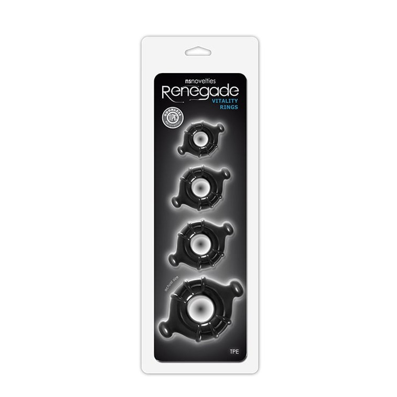 Набор эрекционных колец NS Novelties Renegade черный, 4 шт
