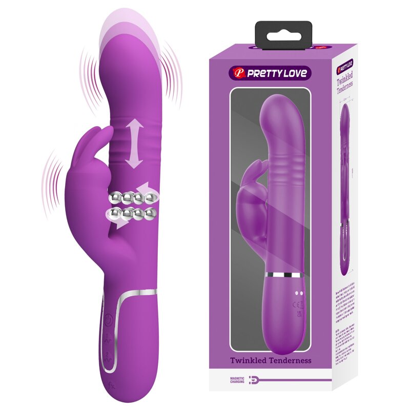 Вибратор-кролик с ротацией PRETTY LOVE Coale фиолетовый, 22.6 х 3.7 см